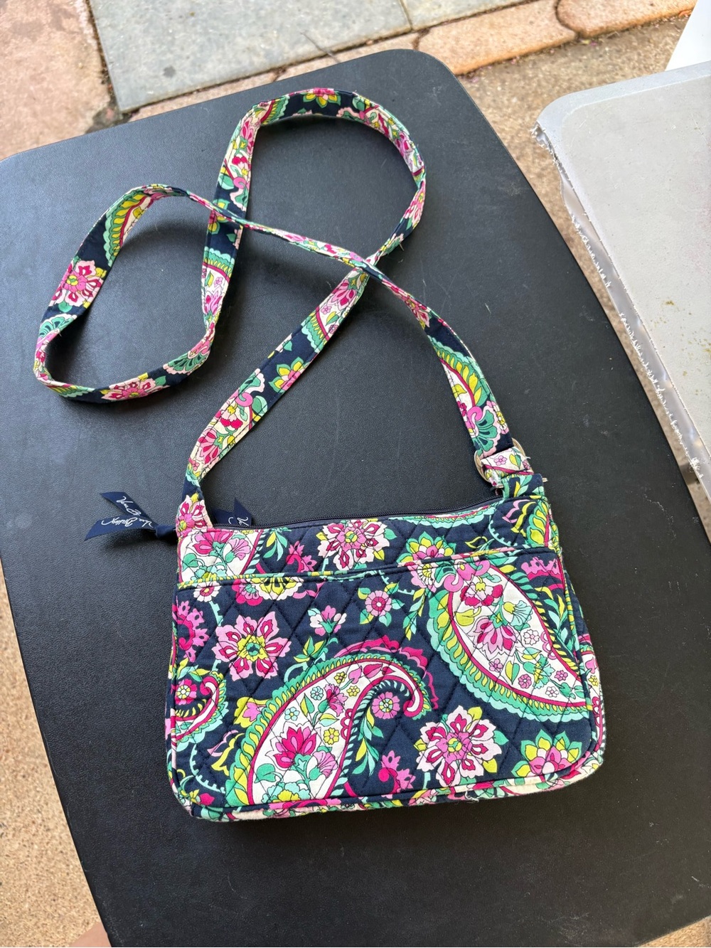 Vera Bradley Navy Floral Quilted Crossbody with Pink & Green Accents - Picture 2 of 4